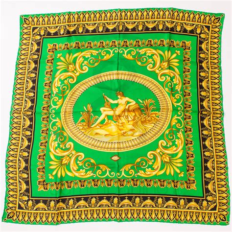 gianni versace foulard green purple flower|versace foulard scarf.